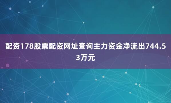 配资178股票配资网址查询主力资金净流出744.53万元